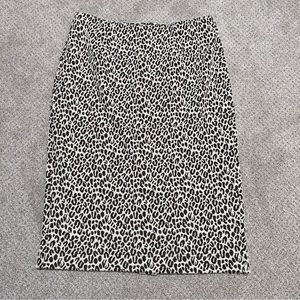 Peck & Peck Brown Cream Animal Leopard Print Pencil Skirt Size 4